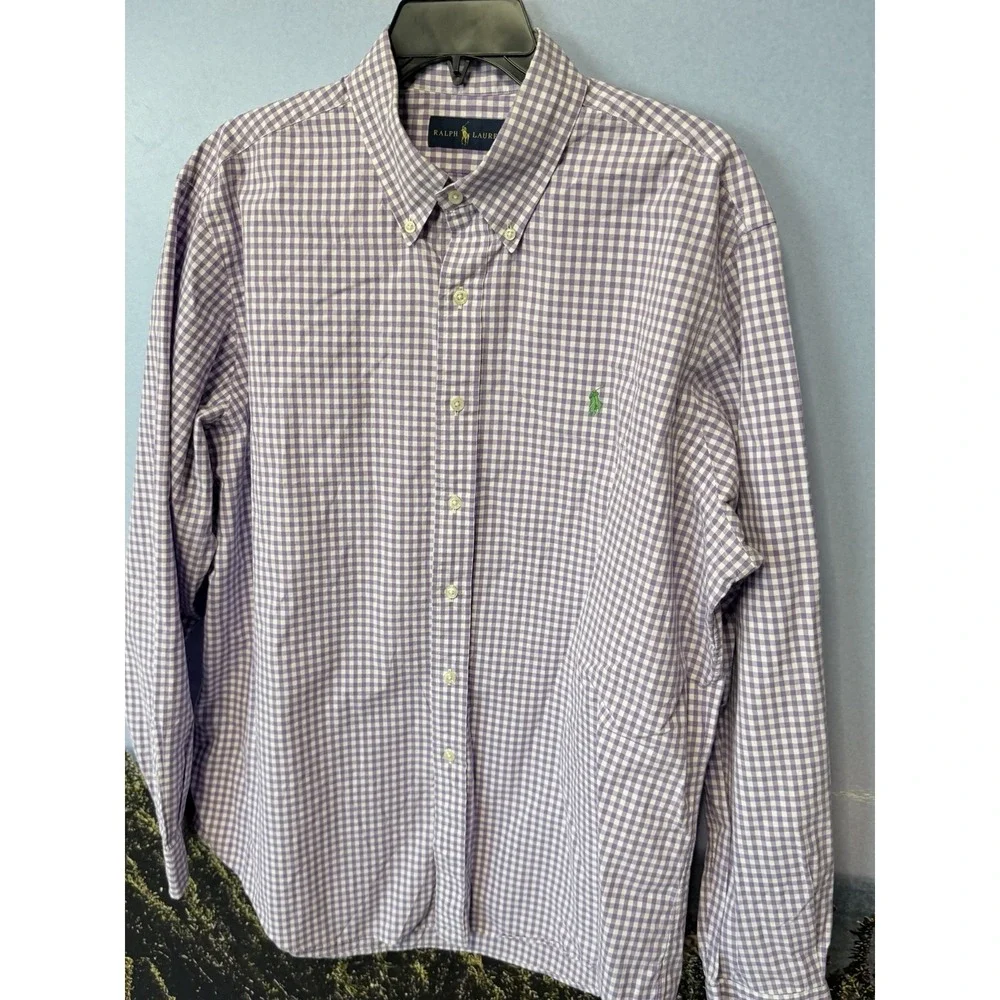 POLO Ralph Lauren Classic Fit Oxford men's shirt Purple Gingham Check XL Preppy